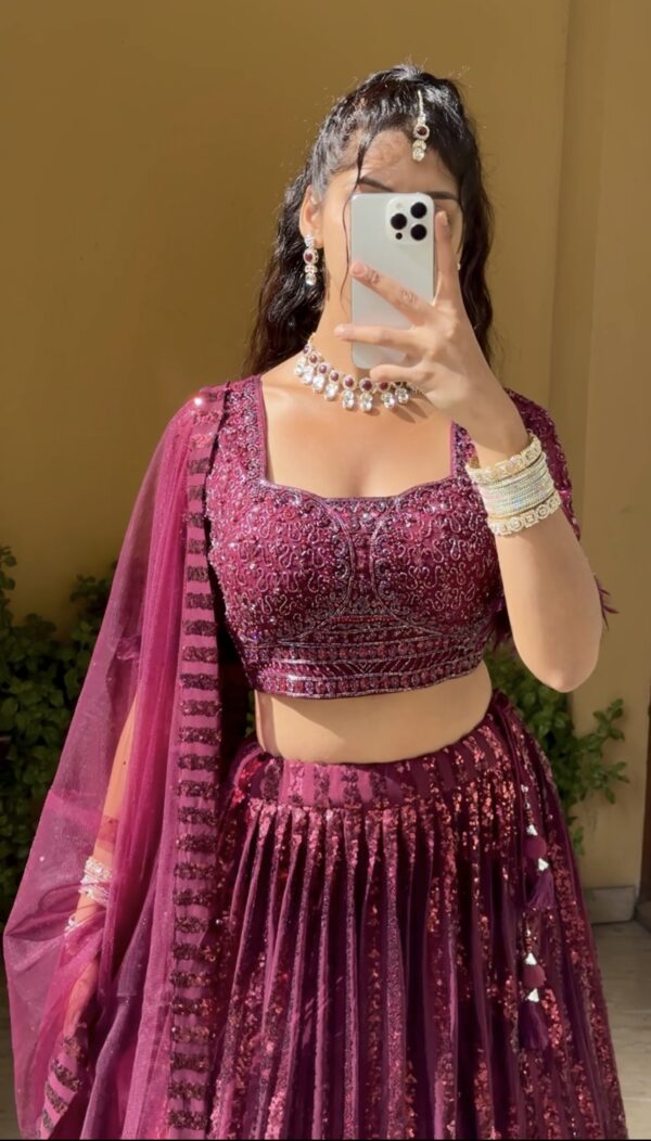 Opulent Maroon Sequin Lehenga – Unleash Your Inner Diva