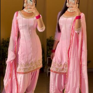 Blush Bloom Pink Patiala Suit – A Handcrafted Elegance