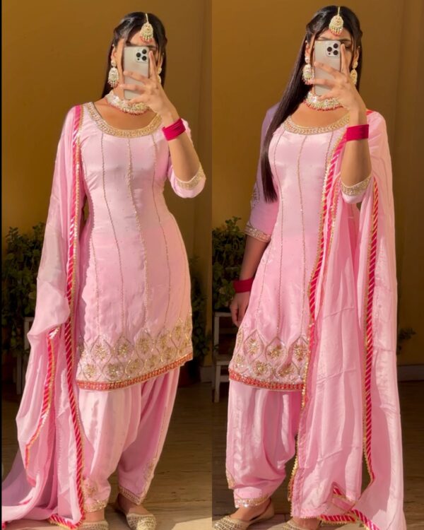 Blush Bloom Pink Patiala Suit – A Handcrafted Elegance