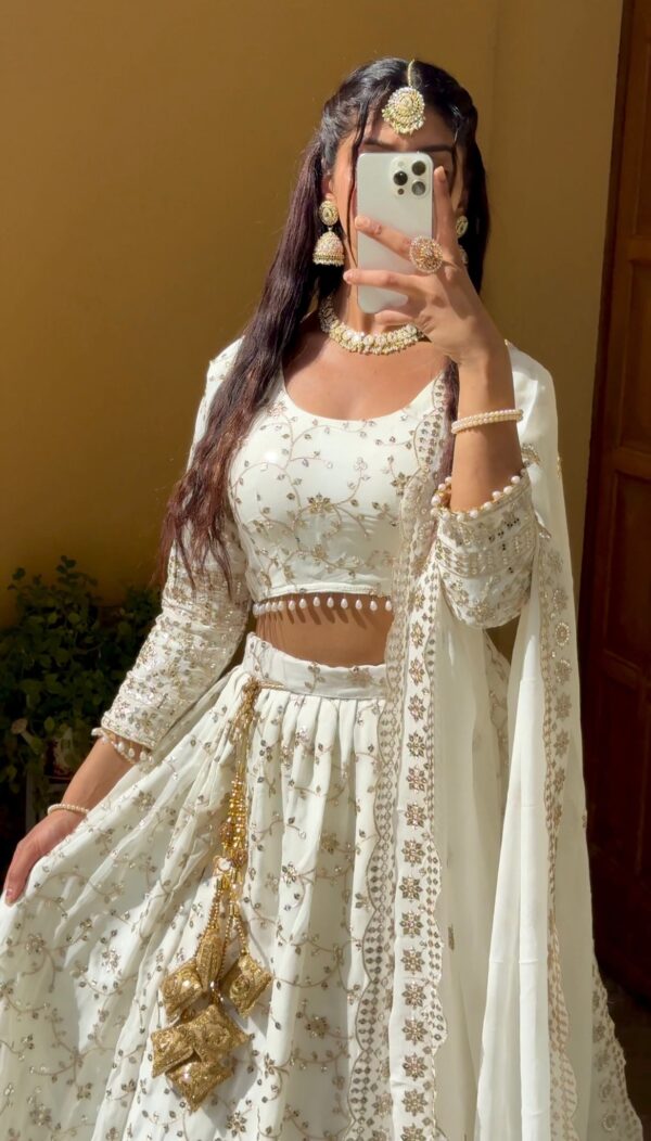 Ethereal Ivory Lehenga – A Sequined Dream