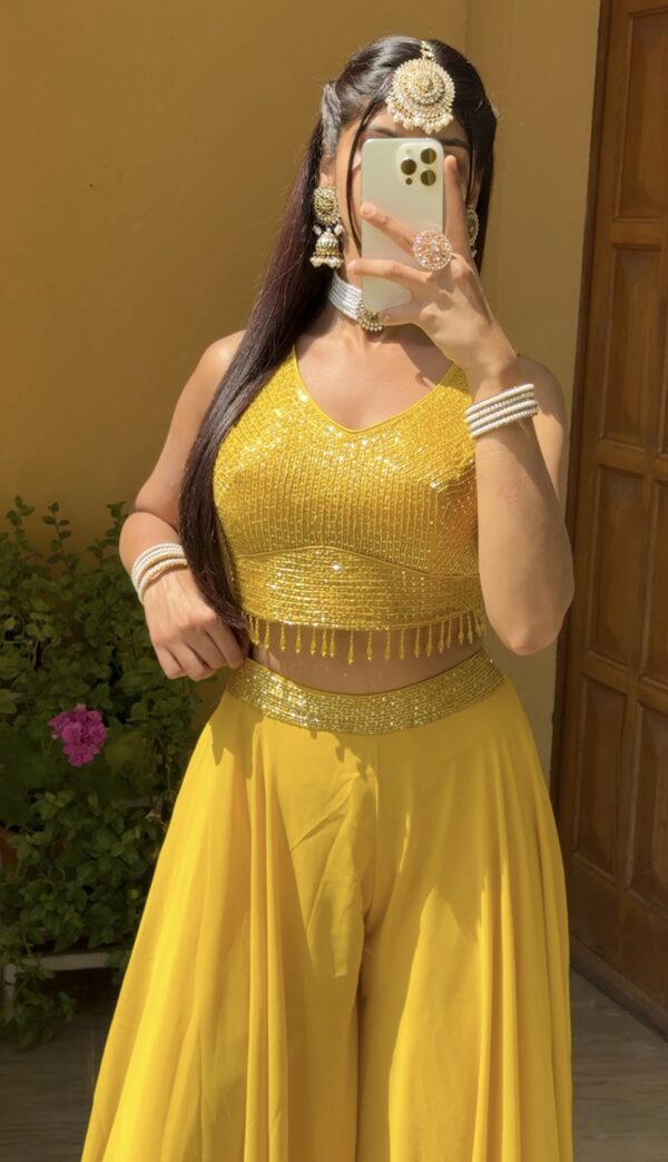 Golden Sunshine Cape Set – A Shimmering Statement Ensemble