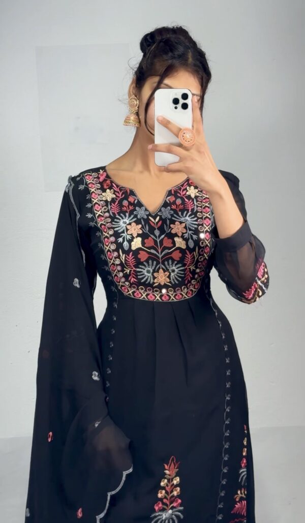 Elegant Black Georgette Suit – Intricately Embroidered Masterpiece