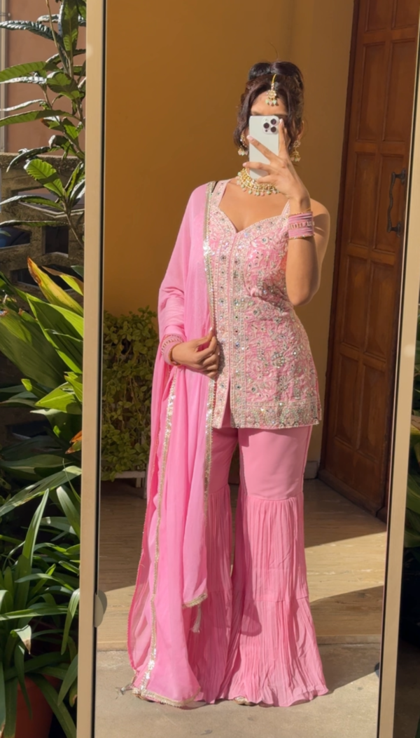 Blush Pink Georgette Sharara