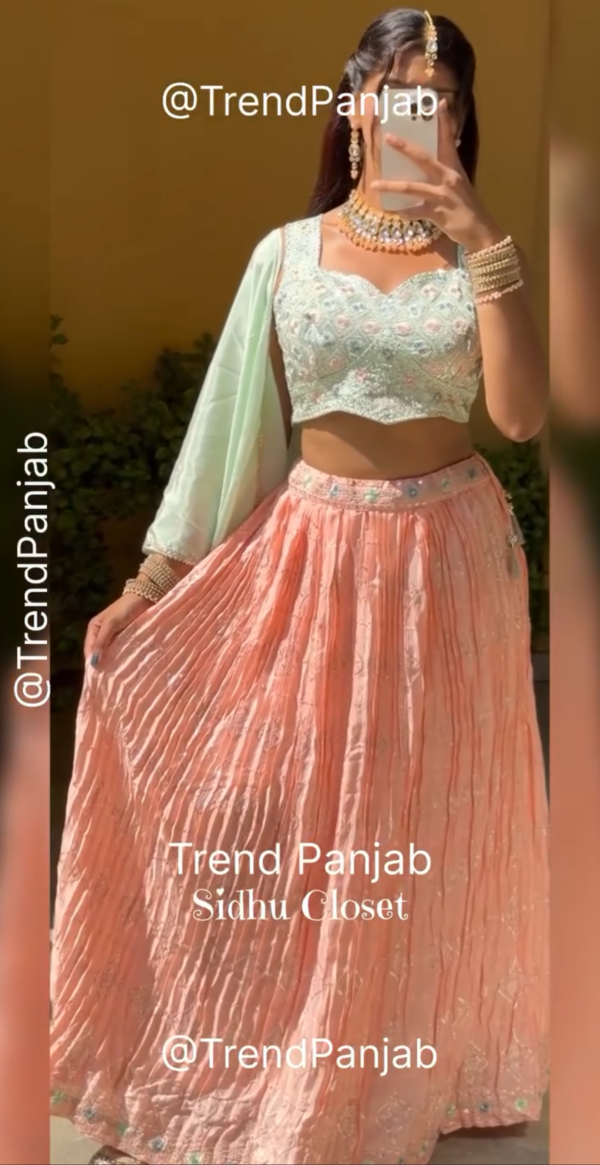 Peach Blossom Georgette Lehenga