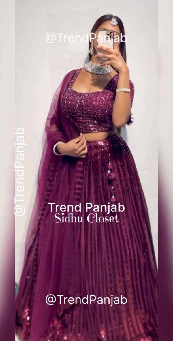 Wine Georgette Lehenga Set – A Statement of Luxury