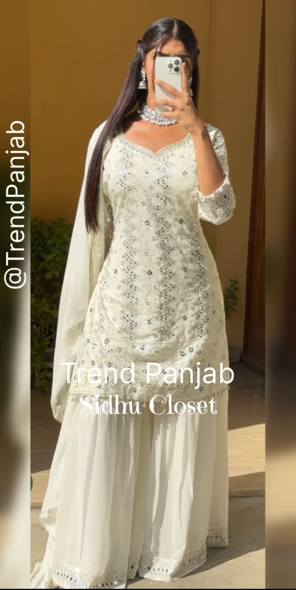 White Georgette Sharara – Radiant Elegance