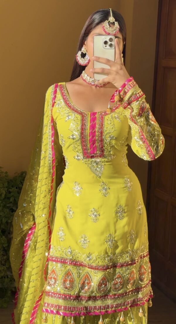 Lime Glow Sharara Suit – A Vibrant Sequined Delight